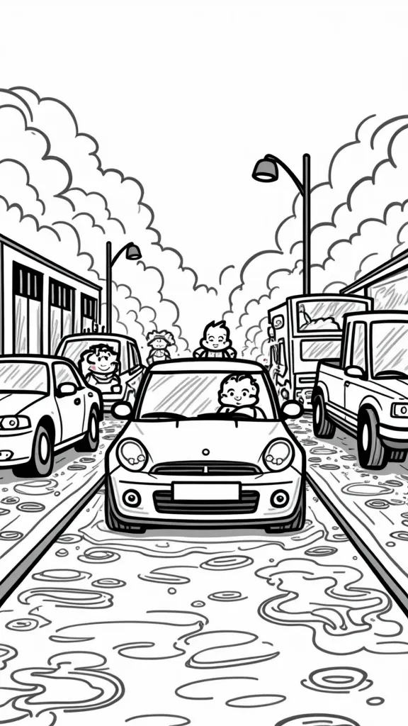 car wash coloring page